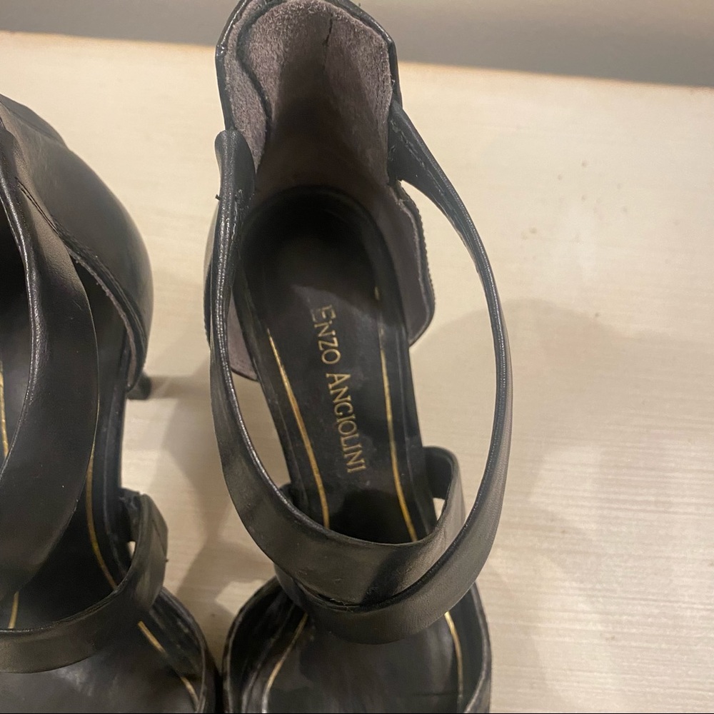🖤 Enzo Angiolini Black Leather & Houndstooth Pumps Heels 7.5 👠✨ - Picture 3 of 7